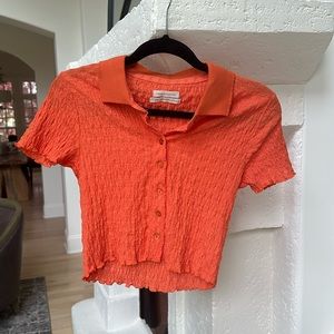NWOT Orange button up top
